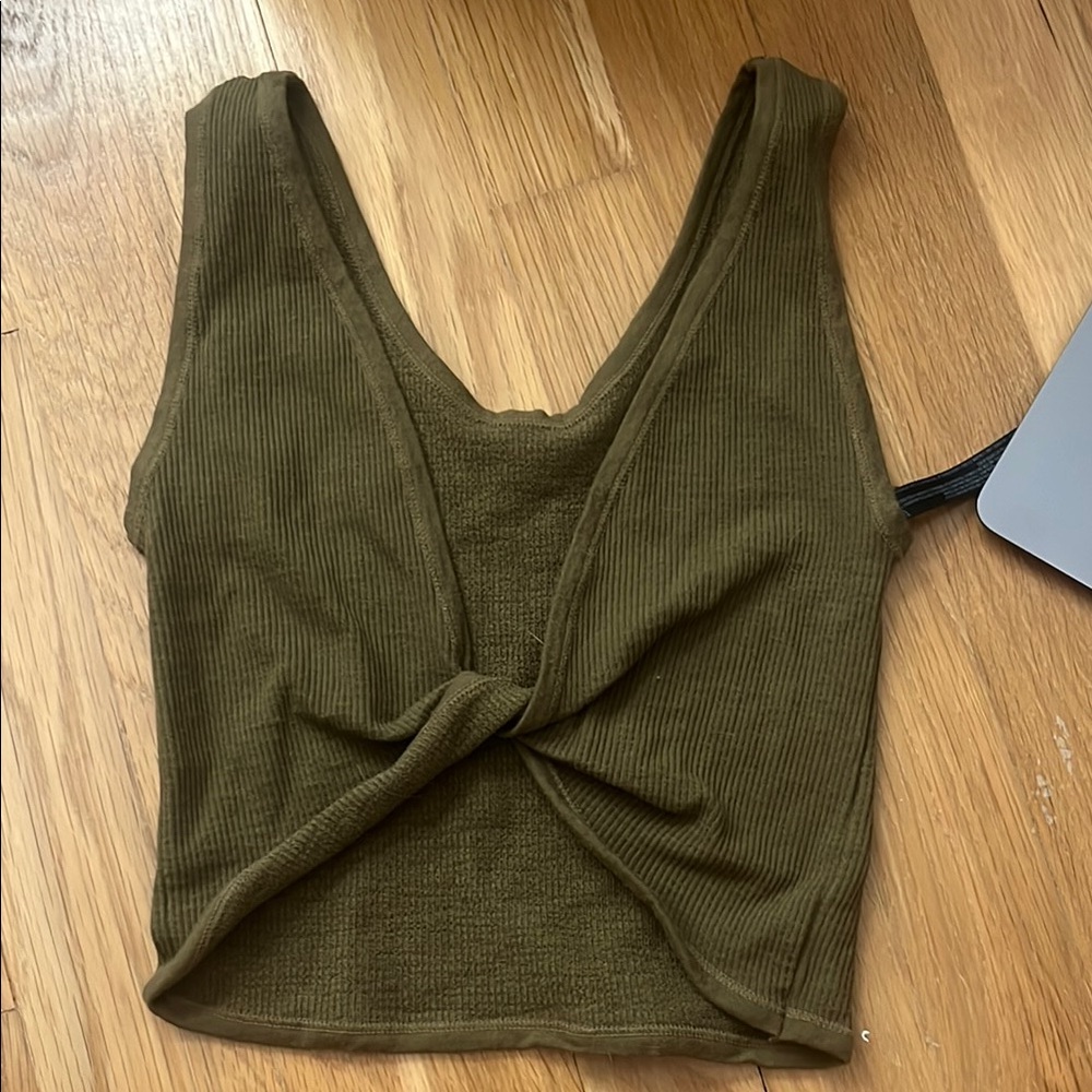 Urban Outfitters Green Tie Front Crop Tank Top